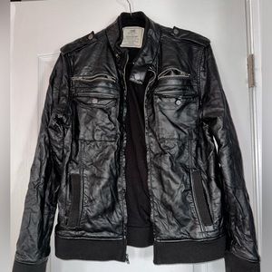 Chor Moto Style Faux Leather Jacket Black Sz small